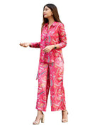 Noble Monk Women Full Sleeve Cord Set | Floral Print Top And Bottom Set For Women