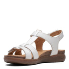 Clarks Women's April Cove Flat Sandal, White Leather, 11