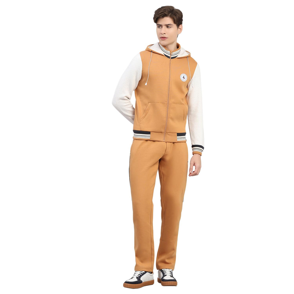 Monte Carlo MenS Regular Fit Solid Hooded Full Sleeve Tracksuit| Men Track Suit | Stylish Sportswear Set With Jacket And Lower 