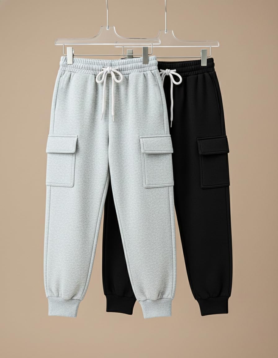 Litway Boys Cotton Cargos Track Pants Pack Of 2 15-16