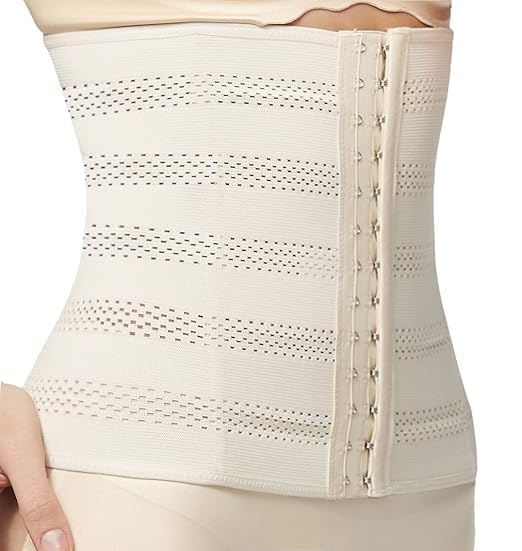 SRJMH Womens Breathable Elastic Corset Waist Trainer Cincher Belt Shapewear, Adjustable Tummy Support Body Shaper, Beige, XXLa 2