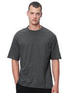 Bewakoof Air 1.0 Mens Solid Oversized Fit Half Sleeve Round Neck Cotton T-Shirt_ 580015_Grey_XL