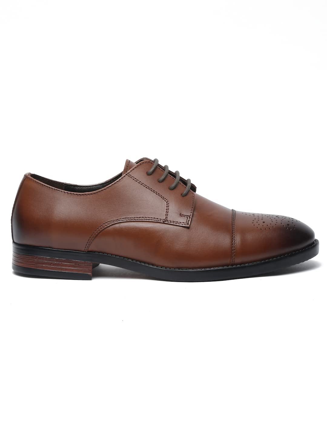 Teakwood Handcrafted Uniform Dress Shoe with Cap Toe_ Black_(Size 44 10