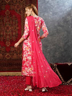 ANNI DESIGNER Womens Cotton Blend Printed Straight Kurta with Pant & Dupatta (Bhadrusha Pink_XXL_Pink_XX-Large)
