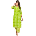 ANNI DESIGNER Womens Cotton Blend Traditional Straight Printed Kurta and Pant Set (Sixty-Parrot_XXL_Green_XX-Large)