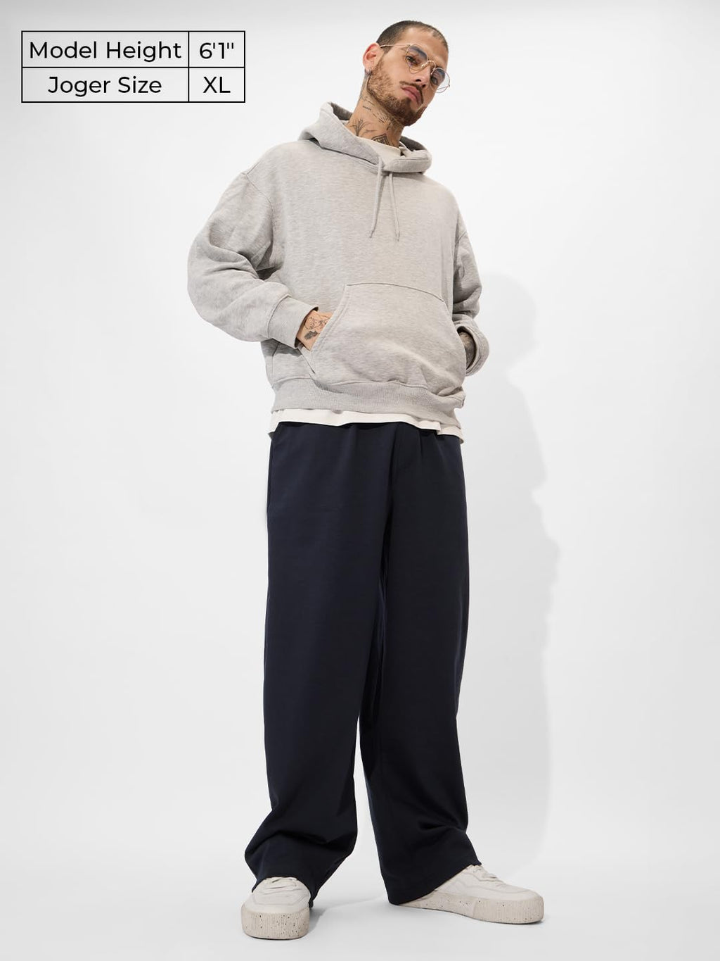 The Souled Store Solids: Deep Navy Blue Mens and Boys Korean Fit Cotton Blend Solid Korean Joggers