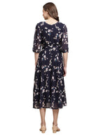 Preneum WomenS Maxi Fit & Flare Latest Style Print Georgette Regular Sleeves Casual |Summer Festival & Occasion Maxi Gown,Dark