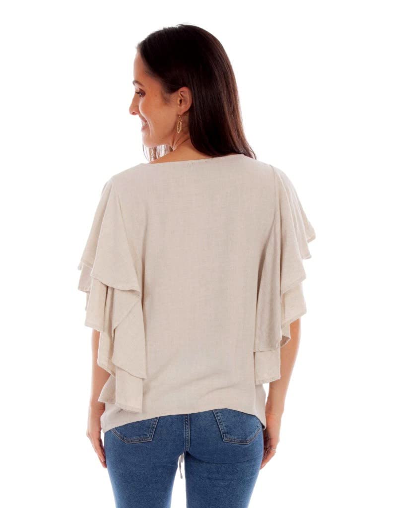 CINCH FRONT CASCADE SLEEVE TOP