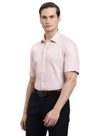 Turtle Men Light Pink Dobby Half Sleeve Regular Fit 100% Cotton Formal Shirt