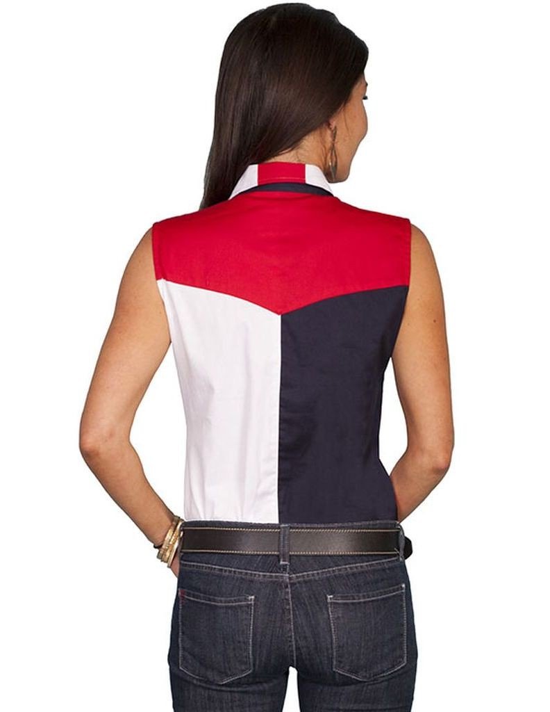 SLEEVELESS LADIES STARS/FLAG BLOUSE