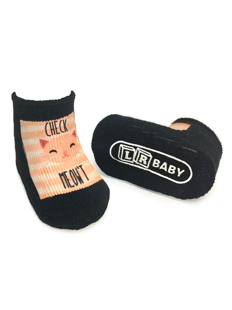 Living Royal Themed Baby Socks, 3D Print, Colorful & Durable, One Size Fits Most, Made in USA, Check Meow't Design