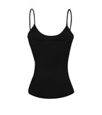 Emmalise Women's Camisole Built in Bra Wireless Fabric Support Short Cami (Black, Medium)