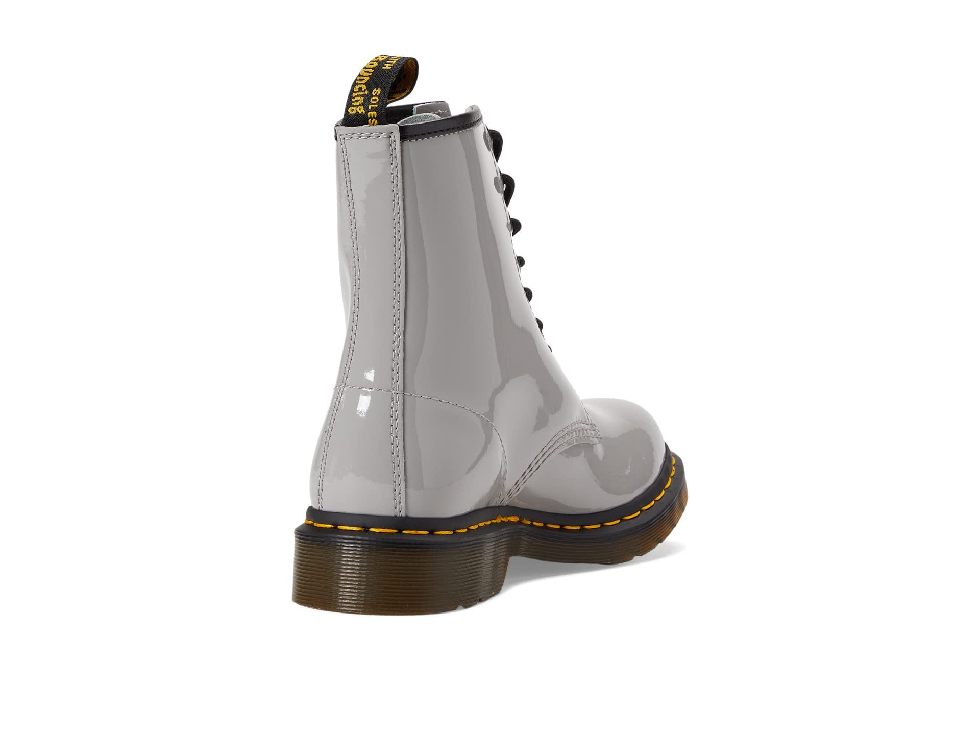 Dr. Martens Women's 1460 W Patent Leather 8 Eye Boot, Zinc Grey, 10