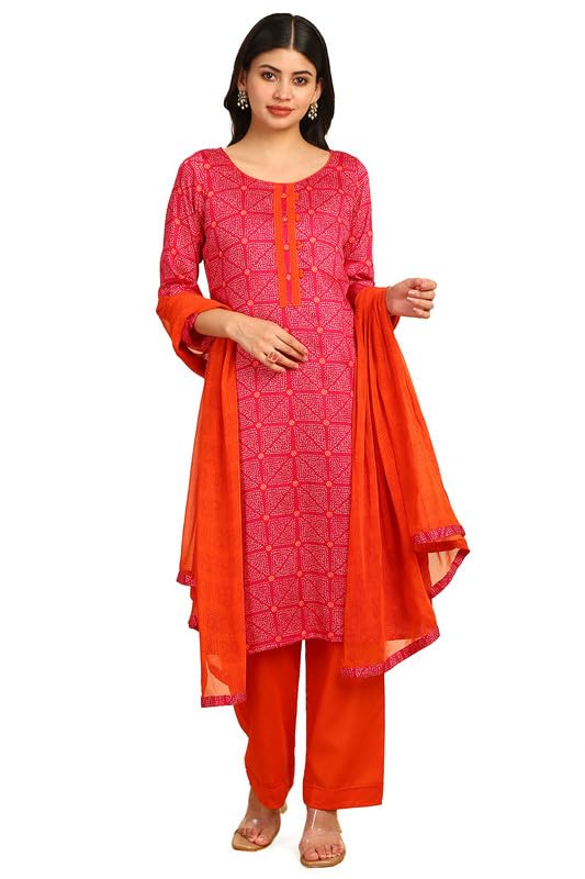 Soch Women Bandhani Print Cotton Unstitched Dress Material
