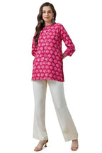 Soch Womens Fuchsia Botanical Print Rayon Tunic with Mirror