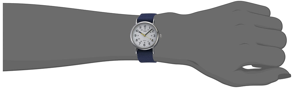 Timex Women's TW2U29900 Weekender 31 Blue/White Fabric Slip-Thru Strap Watch( TW2U29900)