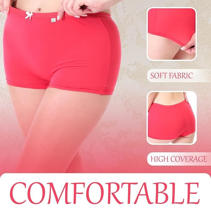 Xjarvis Ladybay WomenS High Coverage Combed Cotton Stretch Boy Shorts Mid Waist Seamless Brief Boxer Underwear Moisture Wicking