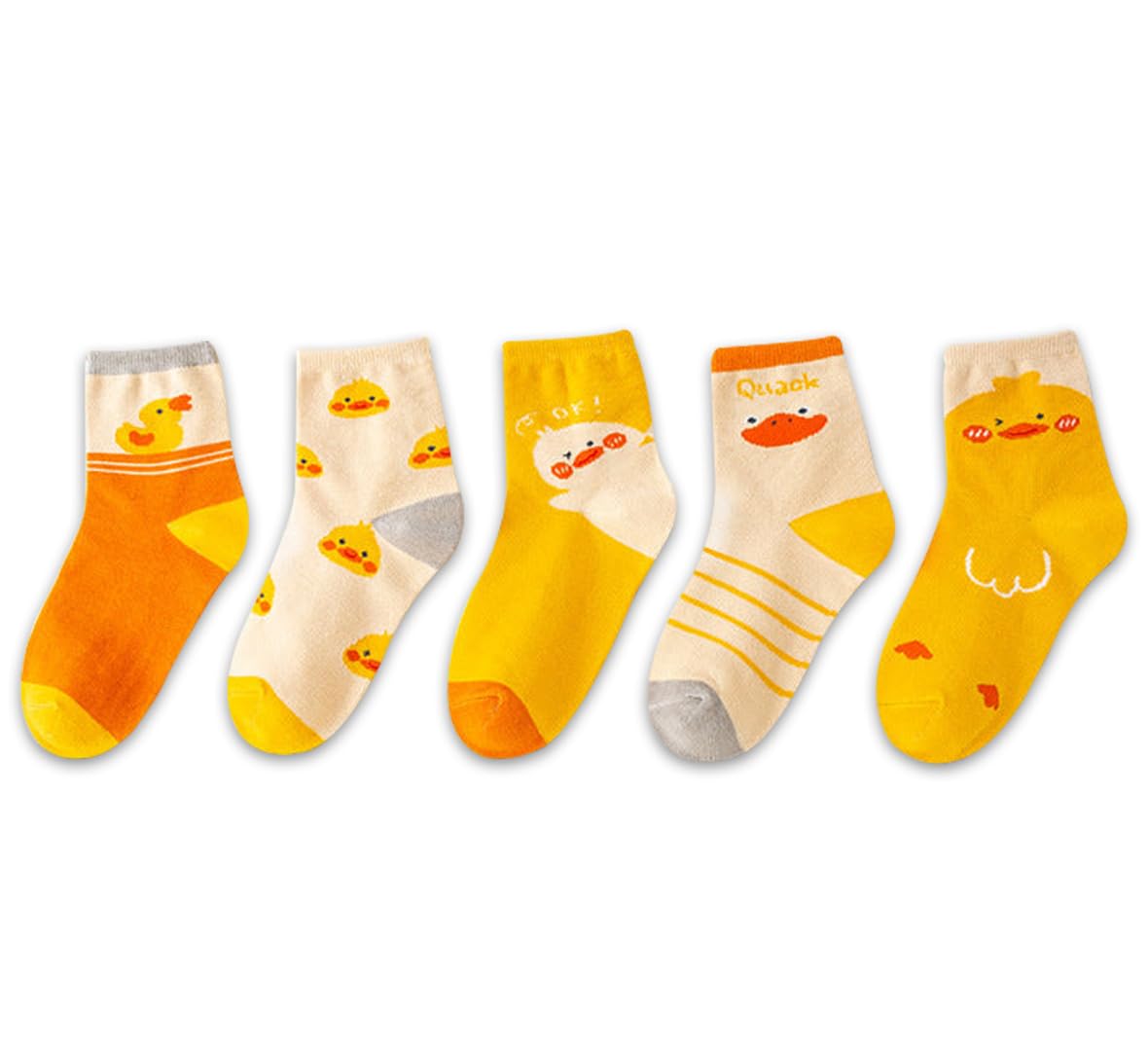 Syga 5 Pairs Baby Girl & Baby Boy Socks, Toddlers Infant Cotton Warm Stretch Crew Socks With Duck Design, Suitable For 9 Months  0-24