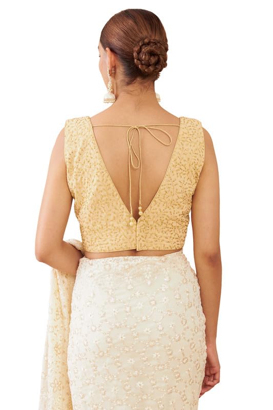 Soch Gold Art Silk Blouse With Embroidery And Sequins