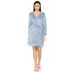 Zivame Velour Knit Poly Robe For Women - Blue Shadow