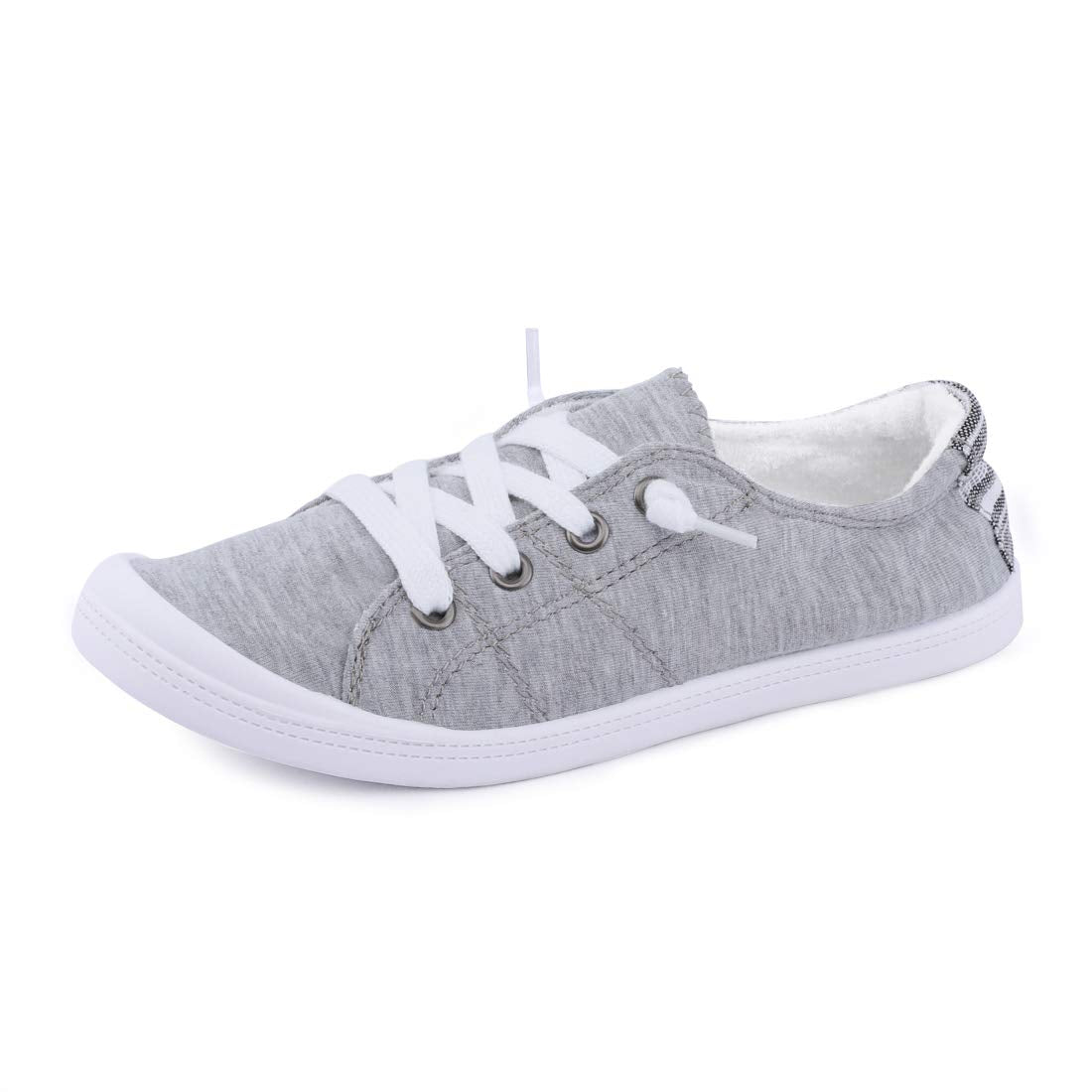 Womens Slip On canvas Sneaker Low Top casual Walking Shoes classic comfort Flat Fashion Sneakers (grey 07)