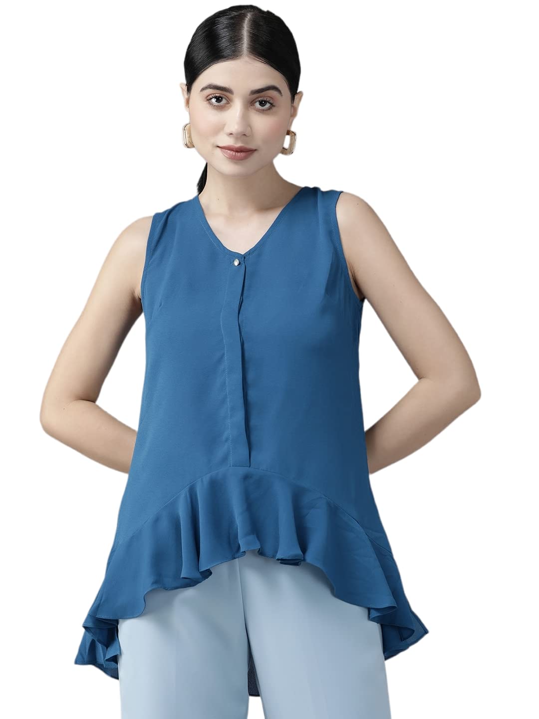 Aarika Womens Regular Fit Shirt (TP-W-M-12103_Blue S)