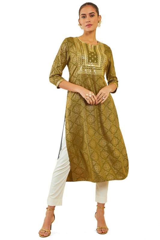 Soch Women Rayon Kurta with Ethnic Print and Embroidery