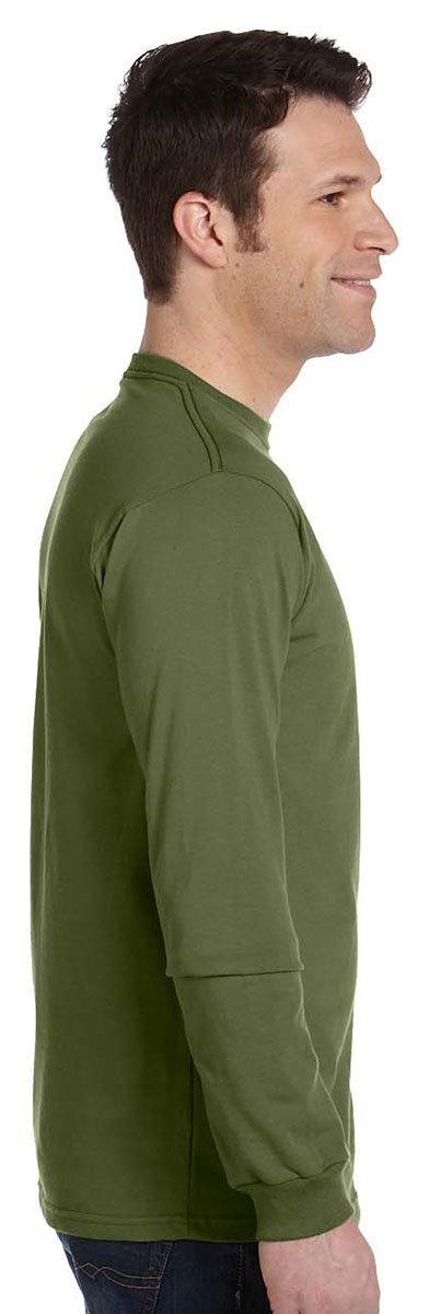 Mens 55 oz 100% Organic cotton classic Long-Sleeve T-Shirt - BLAcK - S(D0102H7Zg48)