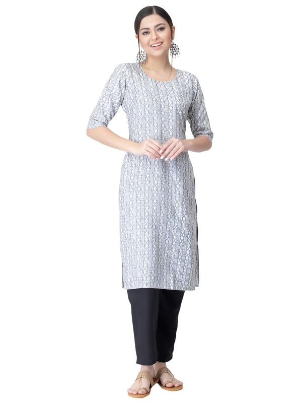 Pinkmint Kurta Set for Women Cotton Printed Straight Kurta with Pant (Pack of 1)