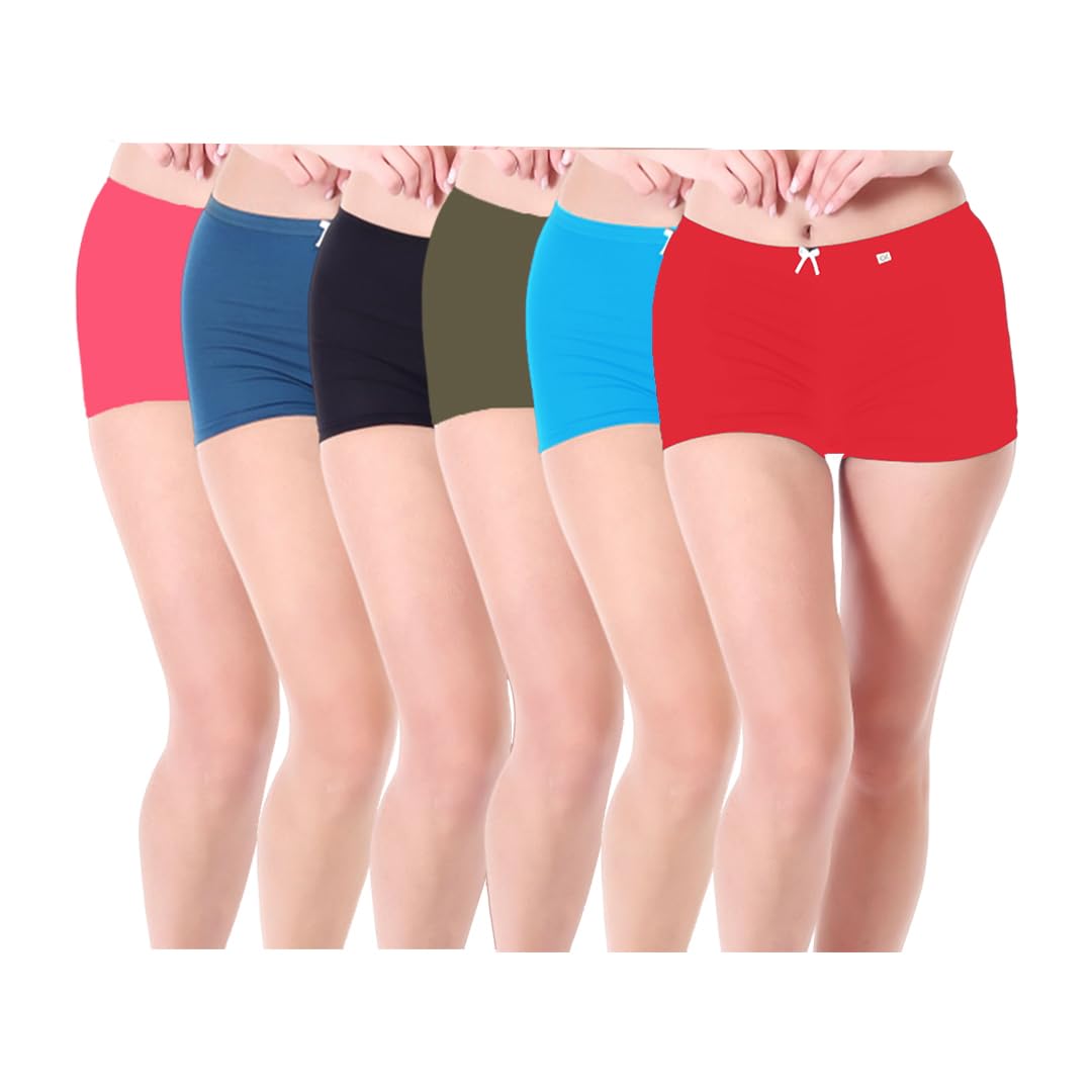 Xjarvis Ladybay WomenS High Coverage Combed Cotton Stretch Boy Shorts Mid Waist Seamless Brief Boxer Underwear Moisture Wicking