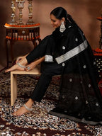 Libas Womens Silk Blend Solid Kurta Set (39042_Black