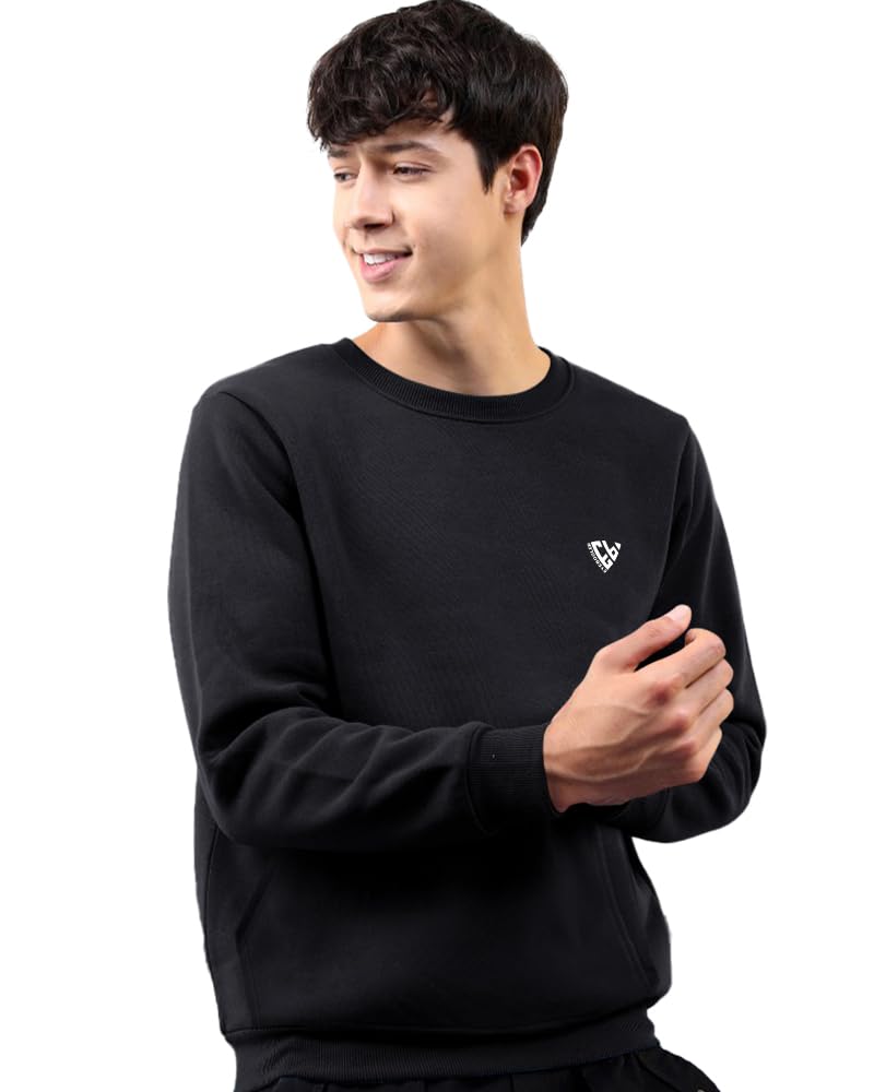 Noble Monk MenS Regular Fit Sweatshirts | Round Neck | Long Sleeve Sweatshirts For Men Black