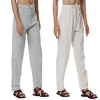 Digital Shopee Men'S Eco-Friendly Cotton Pyjama Pack Of 2 | Cream + Melange Grey | 32-40Inches