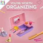 Caboodles Pretty in Petite Makeup Box, Two-Tone Pink on Lavender, Hard Plastic Organizer Box, 2 Swivel Trays, Fashion Mirror, Se