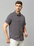 Thomas Scott Mens Printed Slim Fit 100% Cotton Casual Shirt with Spread Collar and Half Sleeve