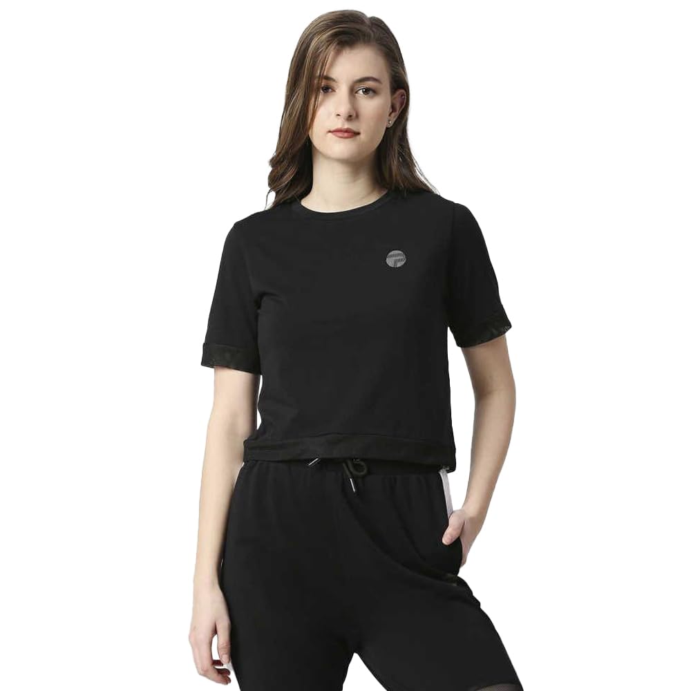 Pepe Jeans Solid Round Neck Cotton WomenS T-Shirt (Black,Small)
