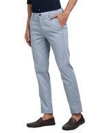 Turtle Men Cotton Stretch Ultra Slim Fit Light Blue Casual Trouser