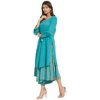 Fabindia WomenS Cotton Solids Regular Kurta (210648501_Turquoise