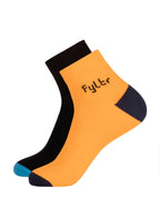 FYLTR Mens Cotton Blend Ankle Length Socks Solid Color | Pack Of 2 | Anti-Microbial | Anti-Odor (Gleaming Orange-Every Ebony), 