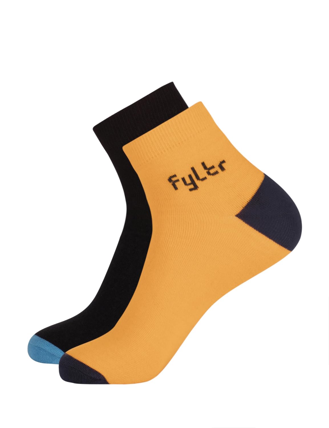 FYLTR Mens Cotton Blend Ankle Length Socks Solid Color | Pack Of 2 | Anti-Microbial | Anti-Odor (Gleaming Orange-Every Ebony), 