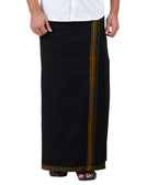 Prakasam Cotton Mens Black Colour Fancy Border Welcro Pocket Dhoti (Himfan-Black)