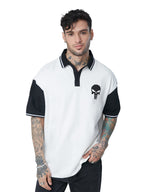 The Souled Store| Official Punisher: Logo Mens and Boys Polos|Half Sleeve|Regular fit Graphic Printed| 100% Cotton White & Black