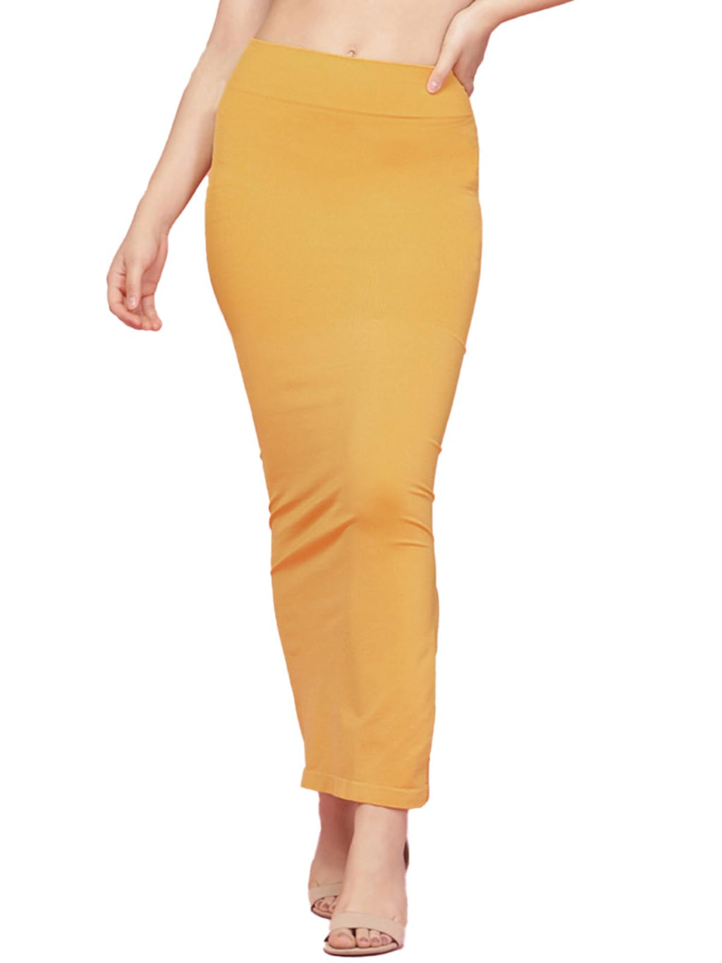 Clovia Womens Petticoat Style Saree Shapewear with Side Slit (SW0023P07_Yellow_M)