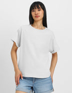 Juneberry Pure 100% Cotton Oversized Loose Baggy Fit Round Neck With Drop Shoulder White & Swanwhite & Maroon Half Sleeves Boyfr