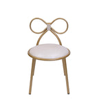 Set Of 4 Metal Kids Bow Chair With Gold Vinyl Seat Cushion