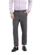 The Indian Garage Co Mens Slim Fit Solid Mid-Rise Stretchable Smart Casual Trousers Pants