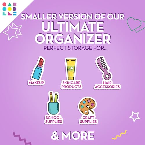 Caboodles Pretty in Petite Makeup Box, Two-Tone Purple Sparkle on Pink Sparkle, Hard Plastic Organizer Box, 2 Swivel Trays, Fash