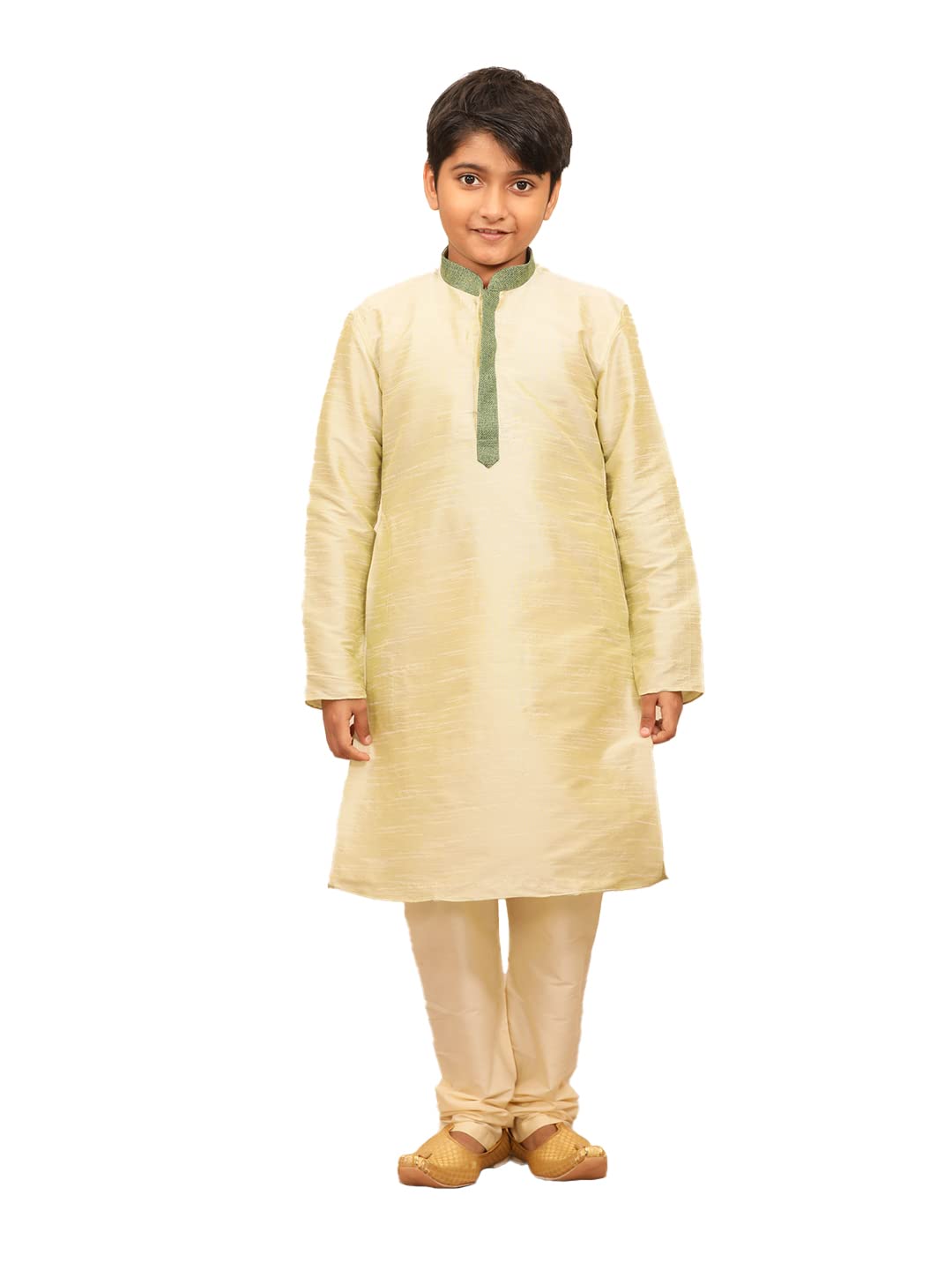 Manyavar Blended Silk Solid Full Sleeve Kurta Pajama Set For Kids And Boys(4-5 Years)