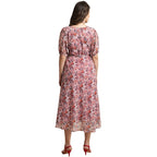 Preneum WomenS Maxi Fit & Flare Print Georgette Regular Sleeves Casual |Summer |Latest Style |Festival & Occasion Maxi Gown(Max