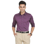 Turtle Men 100% Cotton Slim Fit Self Design Full Sleeve Formal Shirt Purple